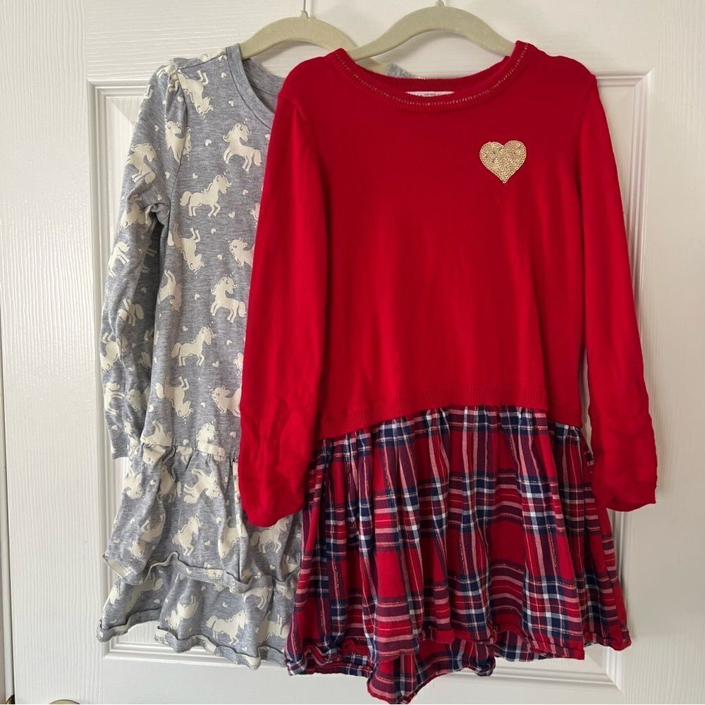 H&M / Gymboree Set of 2 Long Sleeve Cotton Dresses Girls 6 EUC